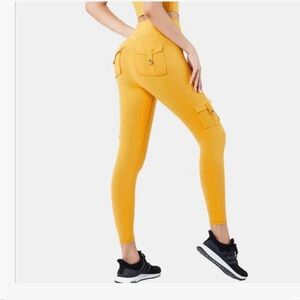 Vibrant Yellow Women's Cargo Leggings